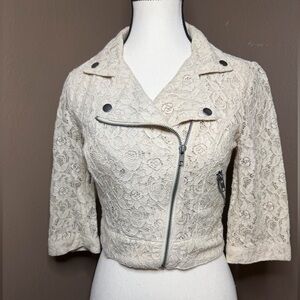 Y2K Kirra lace motor cropped layering jacket size small